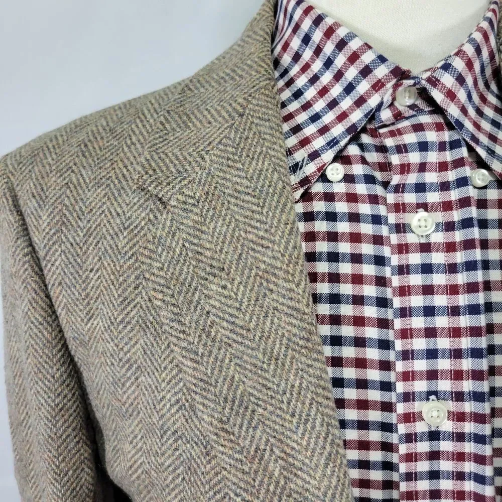 VTG Farah Men's Tweed‎ Sport Coat Blazer Two Button Herringbone Wool Size 42L